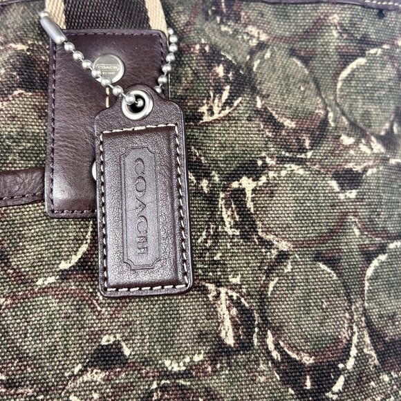 Coach Mens 2013 Heritage Web Canvas & Leather Camo X-L F70583 Shoulder Travel To - Picture 6 of 16